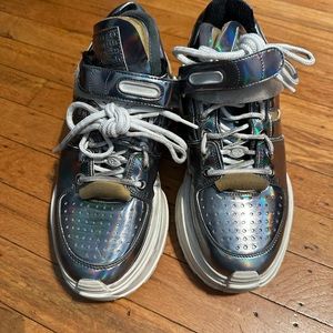 PREOWNED MAISON Margiela Low Top Sneakers Distressed Processing in US Sz 38.5